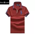 polo ralph lauren t-shirt en coton et stretch slim fit big pony deep rouge